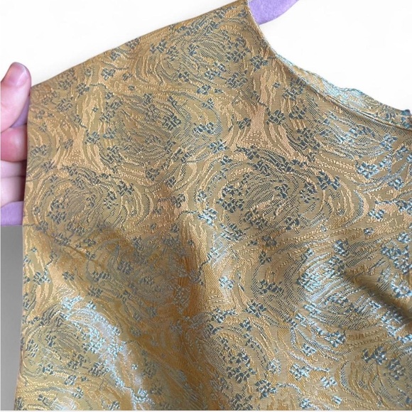 Vintage 1960s turquoise and gold jacquard dress - Picture 6 of 8